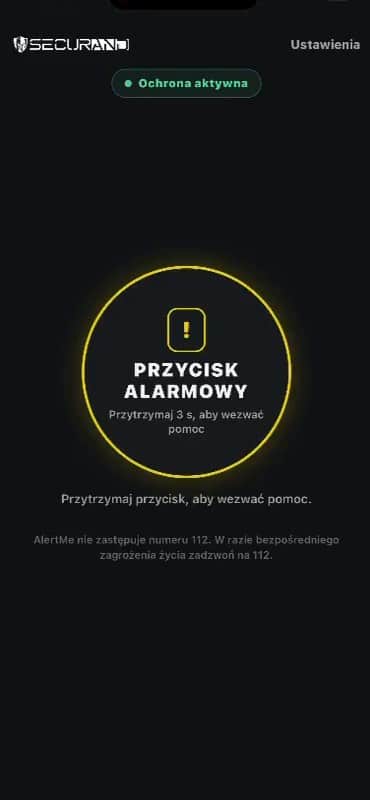 Nagranie z aplikacji: przytrzymanie przycisku, odliczanie trzech sekund i wysłanie zgłoszenia
