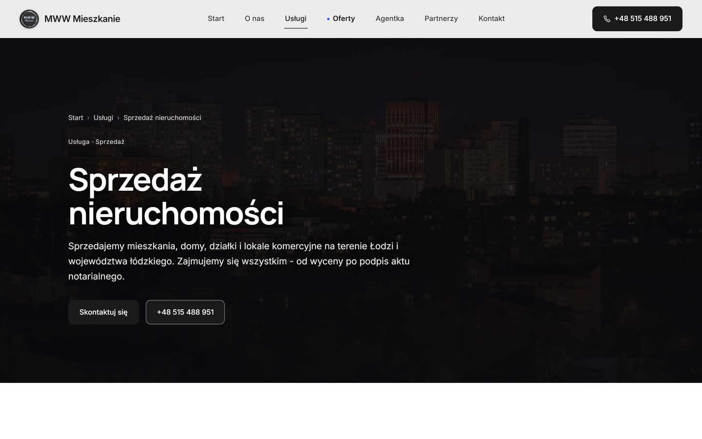 Sprzedaż nieruchomości - podstrona usługi