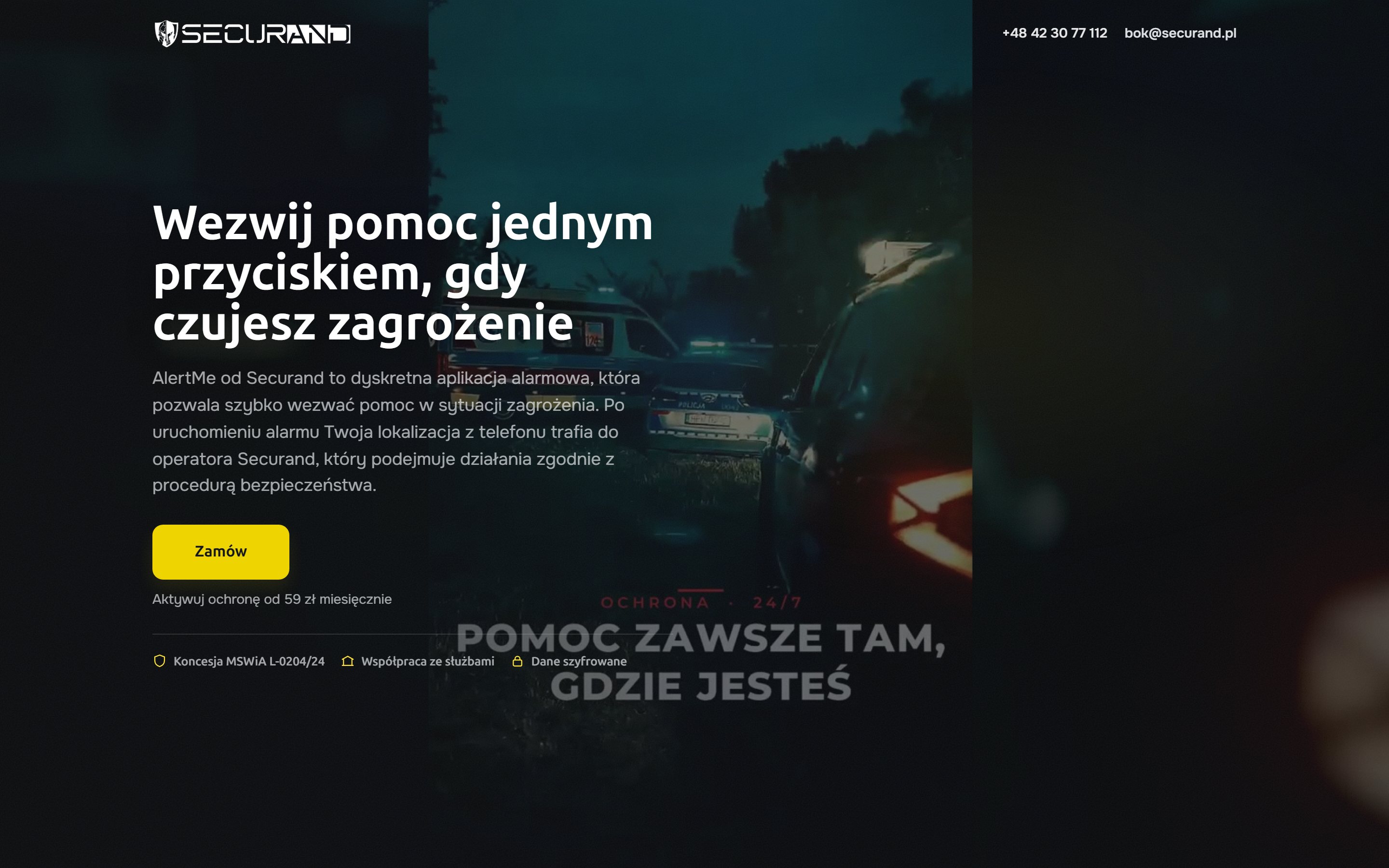 AlertMe - strona sprzedażowa aplikacji alarmowej